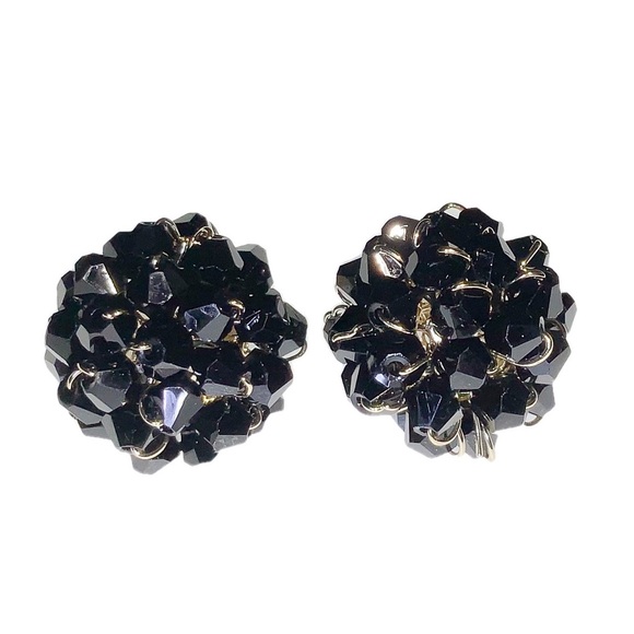 Jewelry - Gold Wire & Black Bead Stud Earrings